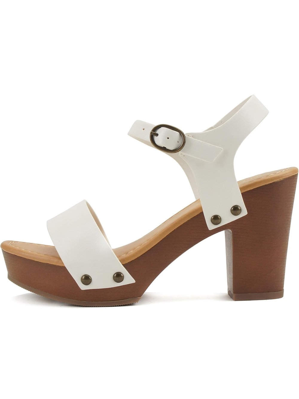Soda White Platform Block Heel Sandals